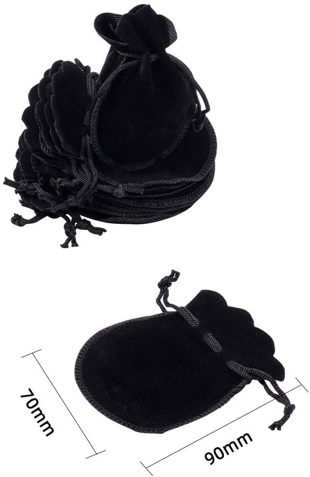 NBEADS 200 Pcs Small Jewelry Wedding Favour Bag Calabash Shape Drawstring Jewelry Pouches Velvet Drawstring Bags Small Candy Gift Bags for Christmas Birthday Party Favors Black - Image 2