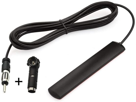 Eightwood FM Aerial FM Car Radio Antenna Din Adapter Patch Antenna 3m Cable Windshields Paste Antenna + DIN 41585 Female to ISO Adapter for FM Radio Cars Trucks
