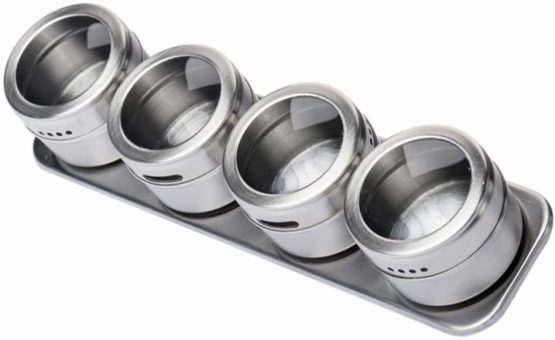 Westmark Spice Rack, 5 pieces, With 4 stainless steel jars, ø 6.5 cm, Volume approx. 40 ml each, Stainless steel, 65152260 - Image 3