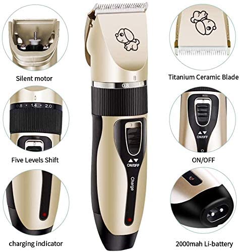 Dog Grooming Clipper Kit, Low Noise, Electric Quiet, Rechargeable, Cordless, Pet Hair Thick Coats Clippers Trimmers Set - Image 2