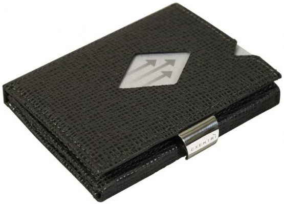 EXENTRI Leather Trifold Wallet in Mosaic - RFID Blocking w/Stainless Steel Locking Clip