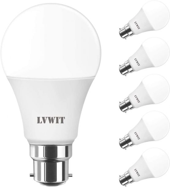 13.5W Daylight LED B22 Bayonet ,LVWIT A60 B22 GLS Bulbs,100W Equivalent,6500K Cool White Energy Saving Bulbs,Ultra Bright BC Bulbs,1521Lm, 220-240V ,Non-Dimmable ( Pack of 6)