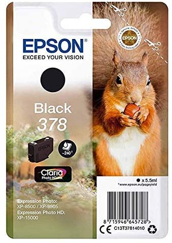 Epson 378 Black Squirrel Genuine, Claria Photo HD Ink Cartridge, Standard Capacity