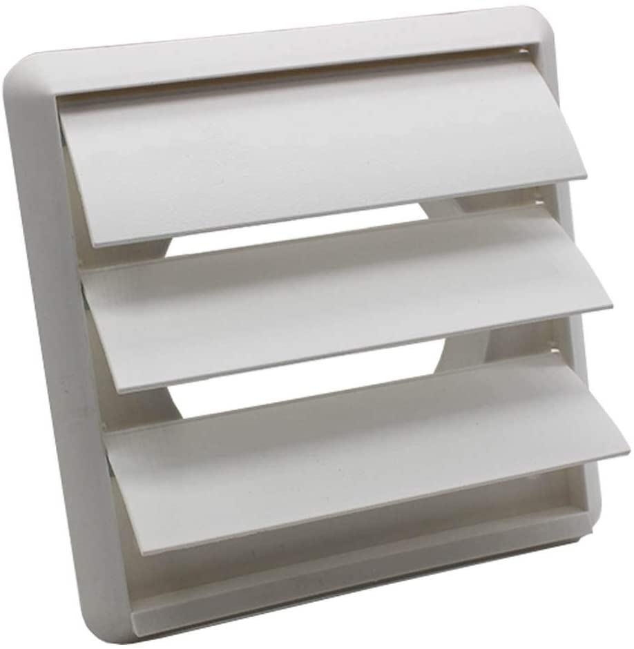 Kair White 100mm Gravity Wall Vent Grille, 99.5mm / 4 Inch Round Rear Spigot & 155mm Front Cover