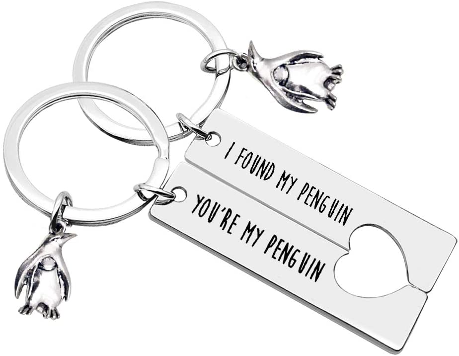 Penguin Lover Gifts Keychain Couple Keyring Set You're My Penguin I Found My Penguin Matching Couple Keychain Gifts for Girlfriend Boyfriend Personalized Couples Keyring Gift for Christmas Wedding