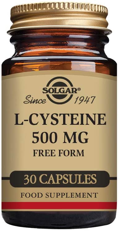 Solgar L-Cysteine 500 mg Vegetable Capsules, Pack of 30, Metabolism Support, Amino Acid Supplement for Skin Hair and Nails