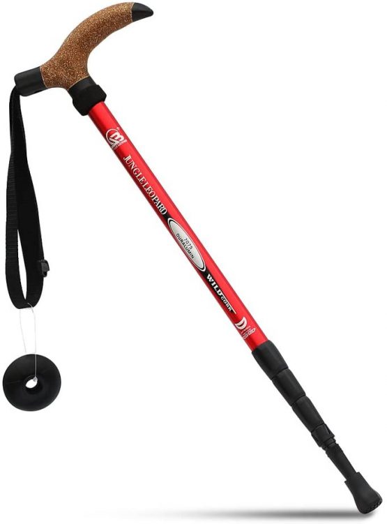 KRY T-Shaped Handle Retractable Aviation Aluminum Alloy Alpenstock Adjustable Telescopic Pole Anti Shock Walking Hiking Stick
