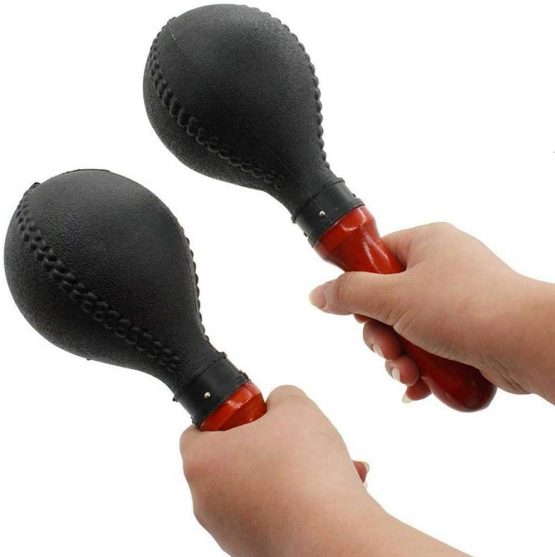 Percussion Maracas Shakers Rattles Sand Hammer Percussion Instrument with ABS Plastic Shells and Wooden Handles for Live Performances and Recording Sessions (Black) - Image 2