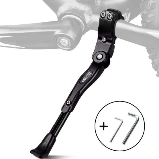 BREEZO Bicycle Kickstand Adjustable Bike Kickstand Aluminium Alloy Side Stand with Anti-slip Rubber Feet for Mountain Bike, Road Bike + 2 FREE Allen Hexagon Wrenches