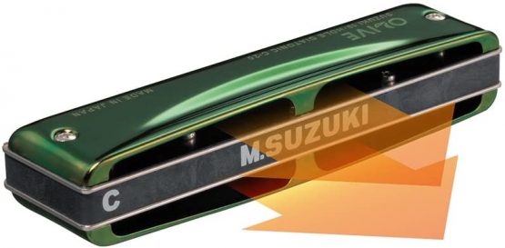 Suzuki Olive Diatonic Harmonica in the key of C - Image 2