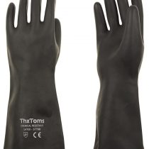 ThxToms Heavy Duty Latex Gloves, Resist Strong Acid, Alkali and Oil, Rubber Garden Gloves, 14", 1 Pair