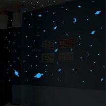Ambiance Sticker Glow in the Dark Universe Wall Sticker Set, 150 Stars and Planets, Bright and Realistic, Decor for Kids Bedroom, Beautiful Wall Decal – Blue