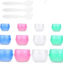 Empty Sample Containers for Cosmetics, Zingso 12 Pieces 5/10/20 Gram Travel Size Cosmetic Sample Pot Jars Containers with Leak Proof Inner Liners for Cream/Makeup/Lip Balm (12pcs Mixed (5g,10g,20g))