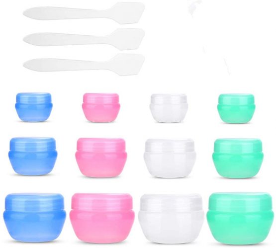 Empty Sample Containers for Cosmetics, Zingso 12 Pieces 5/10/20 Gram Travel Size Cosmetic Sample Pot Jars Containers with Leak Proof Inner Liners for Cream/Makeup/Lip Balm (12pcs Mixed (5g,10g,20g))
