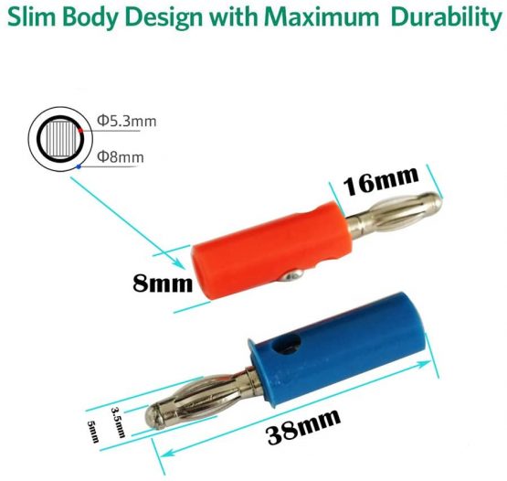 CESFONJER4mm Banana Plugs, Speaker Banana Connectors, for AV Receivers, Amplifiers, Surround Sound, Banana Wall Plates, Corrosion-Resistant (6 Red, 6 Green, 6 Blue, 6 Yellow,6 Black+Screwdriver) - Image 3