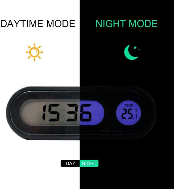 MASO Car Temperature Clock Universal Auto Dashboard Digital Clocks with Blacklight And LCD Screen Adjustable Vehicle Temperature Gauge Support 12h/24h Transformation Modes - Image 3
