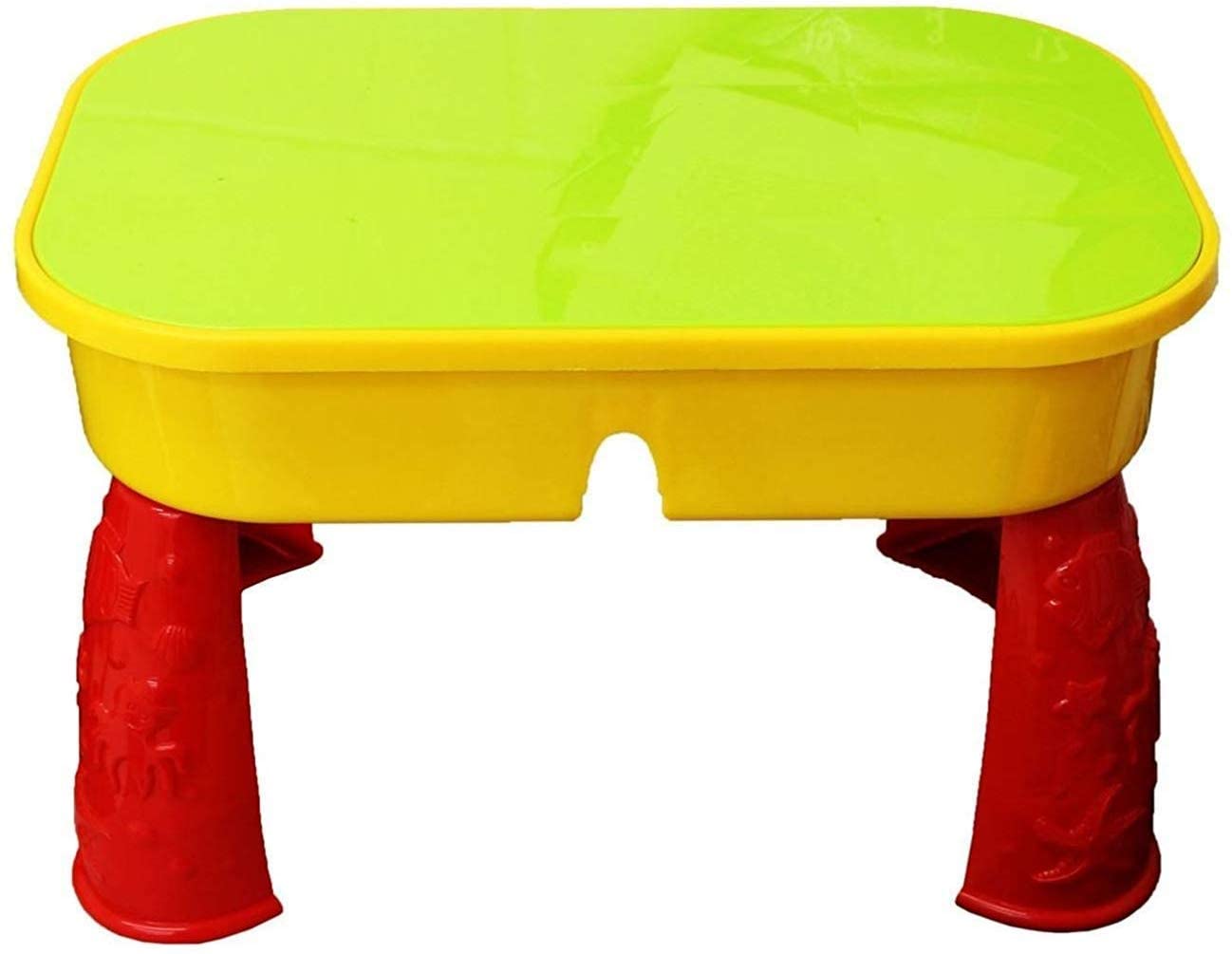 KandyToys Sand and Water Table with Lid and Accessories - Kids Outdoor Play Garden Sandpit, Yellow, Red, Small (41x27x25cm) - Image 4