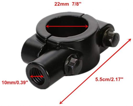 OSAN Universal Motorcycle Handlebar Mirror Mount 10mm 7/8" Black Aluminum Clamp - Image 3