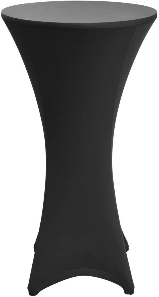 Beautissu Stretch Cover Stella Spandex Poseur Table Cocktail Tablecloth Ø 80-85 cm Event Decoration - Black - Image 2