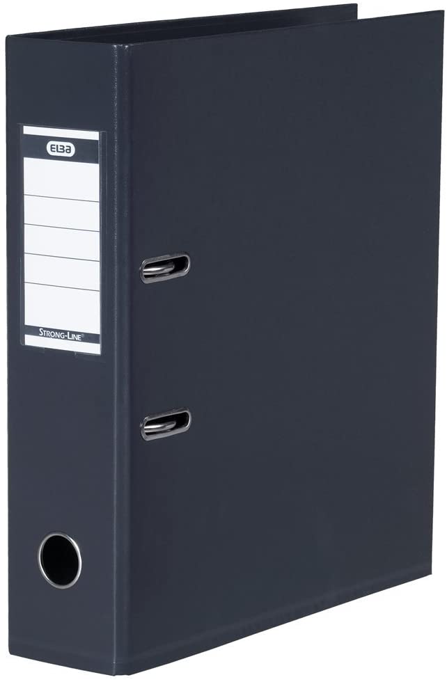 Elba A4 Strong Line 8cm Wide Plastic Folders - Charcoal - Pack of 10, Standard
