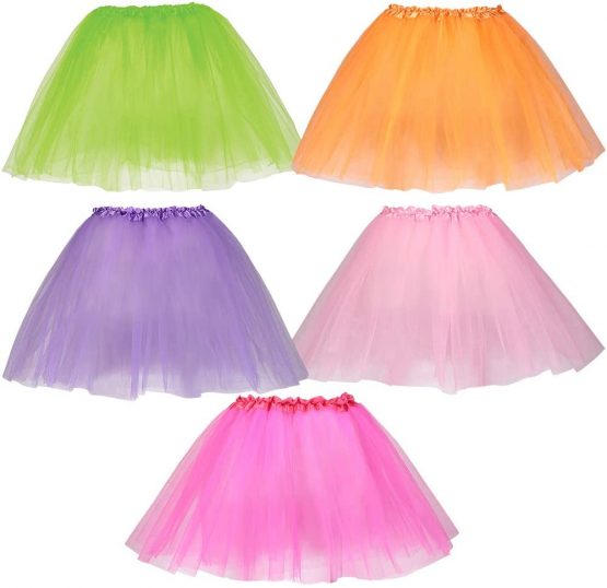 Dress Up America Tutus for Girls - Pack of 5 Different Colored Tulle Layered Tutu Skirts