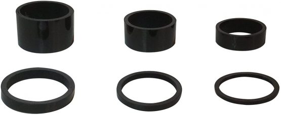6PCS Light Weight UD Carbon Bright Black Headset Spacers 1 1/8"-2mm,3mm,5mm,10mm,15mm,20mm