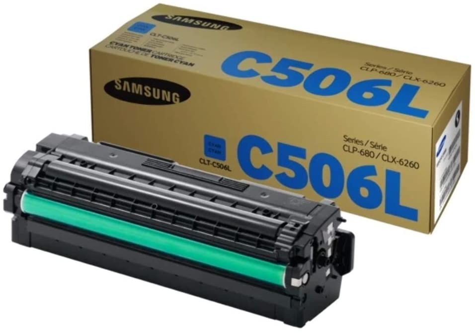Samsung CLT-C506L (Yield: 3,500 Pages) Cyan Laser Toner Cartridge