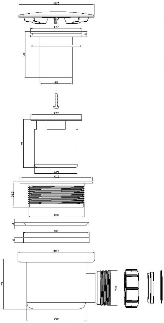 WAS90 VeeBath Essentials 90mm Fast Flow Easy Clean Shower Enclosure Tray Waste Trap, Chrome - Image 3
