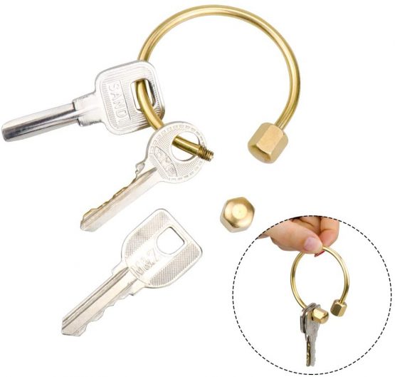 Yotako 10 Pcs Brass Screw Lock Clip Key Chain Ring,Durable Large Gold