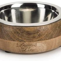 Beeztees Designed By Lotte 2 In 1 Wood/steel Feeding Bowl Mandira, Small