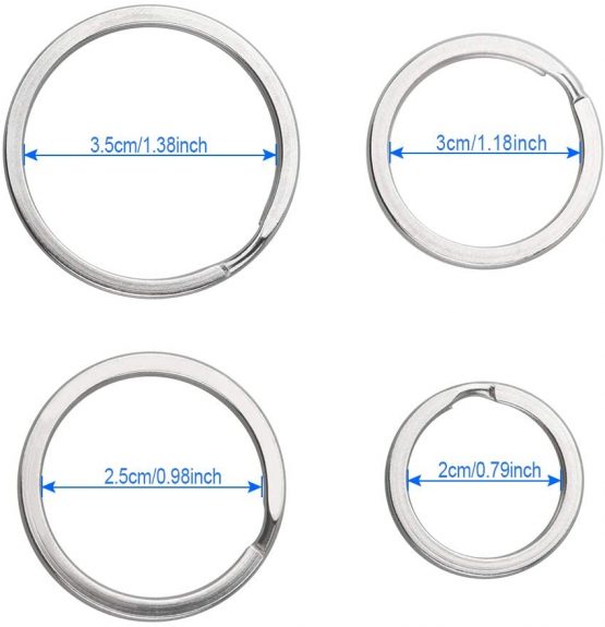 60 Pack Split Rings,Stainless Steel Key Rings Round Flat Key Chains,Key Rings for Cars Bags Accessories(20mm,25mm,30mm,35mm) - Image 2