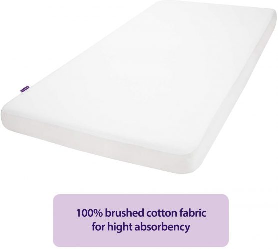 ClevaMama Waterproof Mattress Protector, Cotton Fitted Sheet for Small Double Bed - White 120x190x30 cm - Image 2