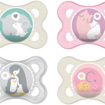Mam natural rubber latex dummy, ages 0-6 months, set of 4, including 2 sterilised transport boxes