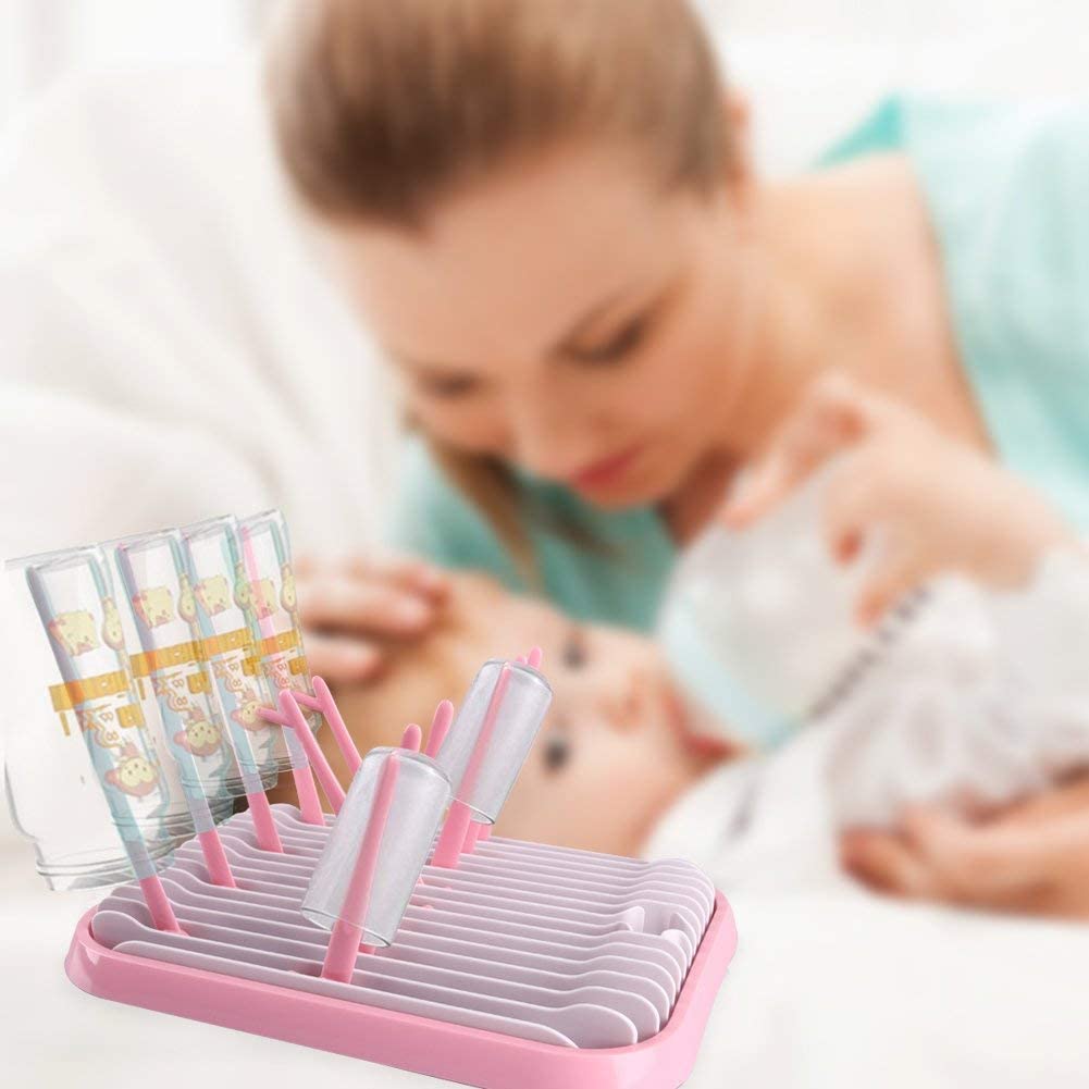 Multi-Function Feeding Bottle Drying Rack Drying Rack Cup Holder Baby Bottle Detachable Rack Draining Tray Drain Rack (Pink) - Image 2