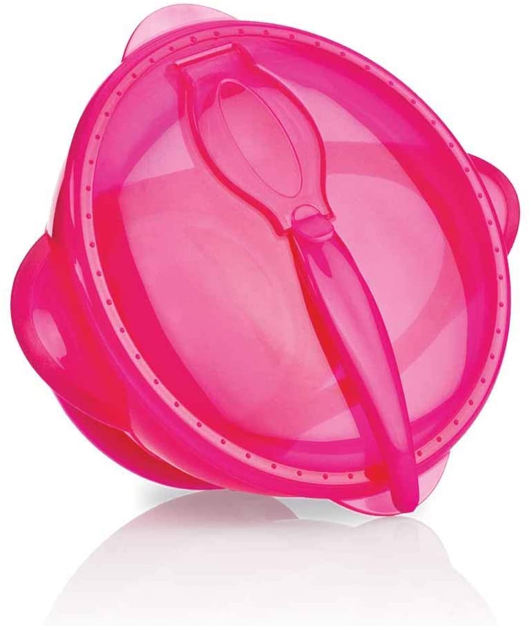 Nûby ID5419PINK Porridge Bowl with Suction Base and Spoon Pink, 6 Months