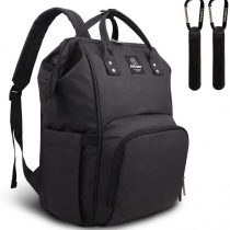 Pipi Bear Changing Backpack Bag Waterproof Baby Changing Bag Cool Nappy Backpack Organizer Large Capacity Diaper Tote Bag (Black)