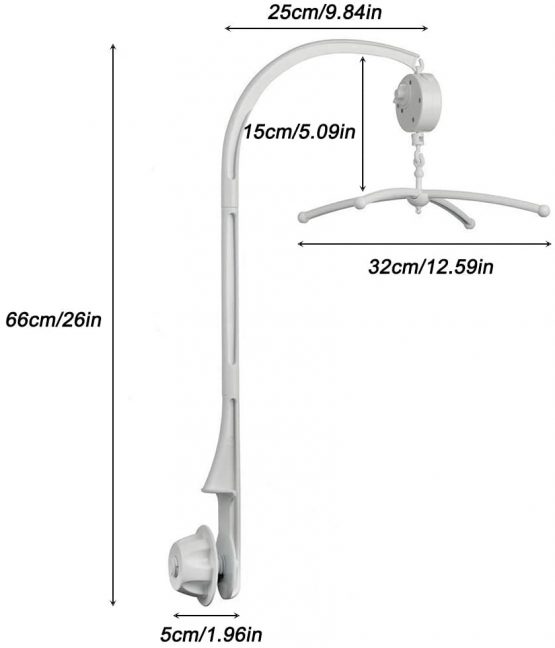 AFUNTA 26 Inch Baby Crib Mobile Bed Bell Holder Music Box Holder Toy Decoration Hanging Arm Bracket Baby Bed Stent Set Nut Screw - Image 3