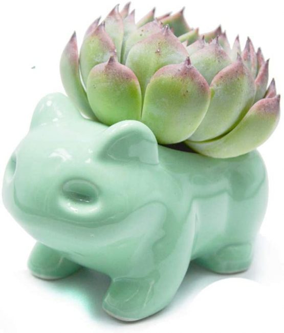 Binoster DIY Cartoon Flowerpot Cute Ceramic Art Pots Home Decorative Ceramic Art Vase Animal Shaped Green