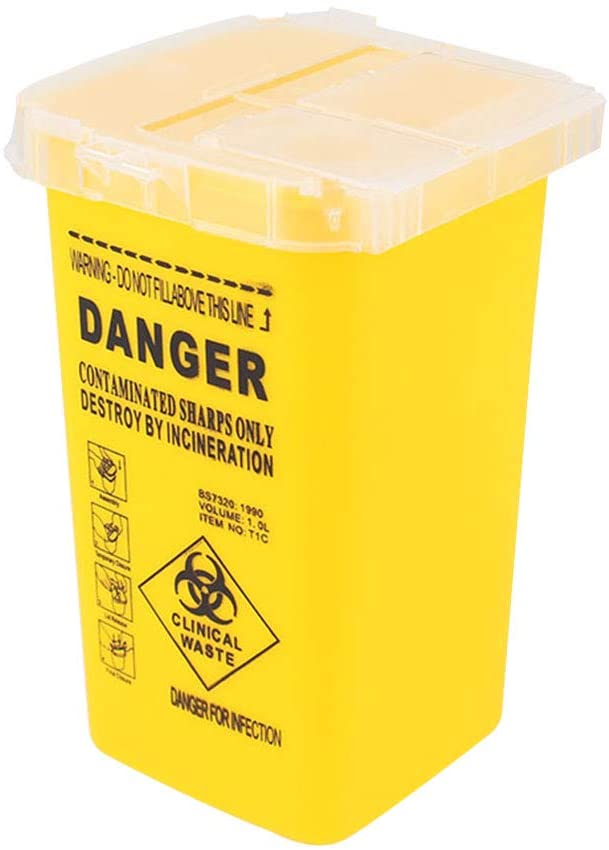 Healifty Sharps Box Tattoo Needles Disposal Container Medical Supplies and Equipment (Yellow), 8.7 cm x 9.1 cm x 8.7 cm