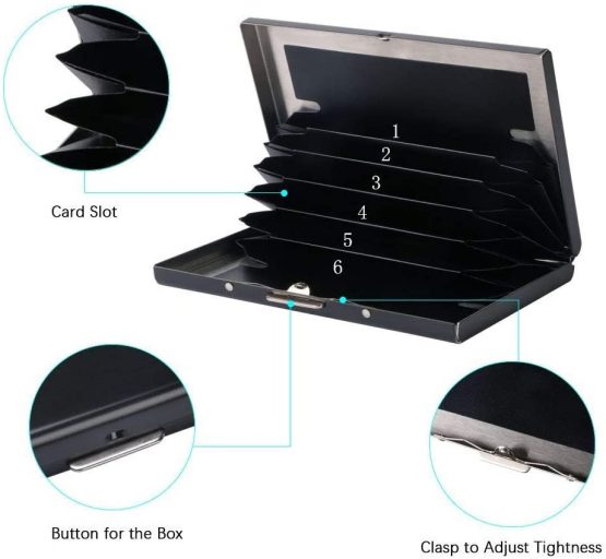 Credit Card Case Metal Card Holder Wallet Men's Credit Card Holders Card Protector Box Women RFID Blocking Credit Card Holder Sleeves Slim Metal Credit Card Wallet Front Pocket Wallet for Men Leather - Image 3
