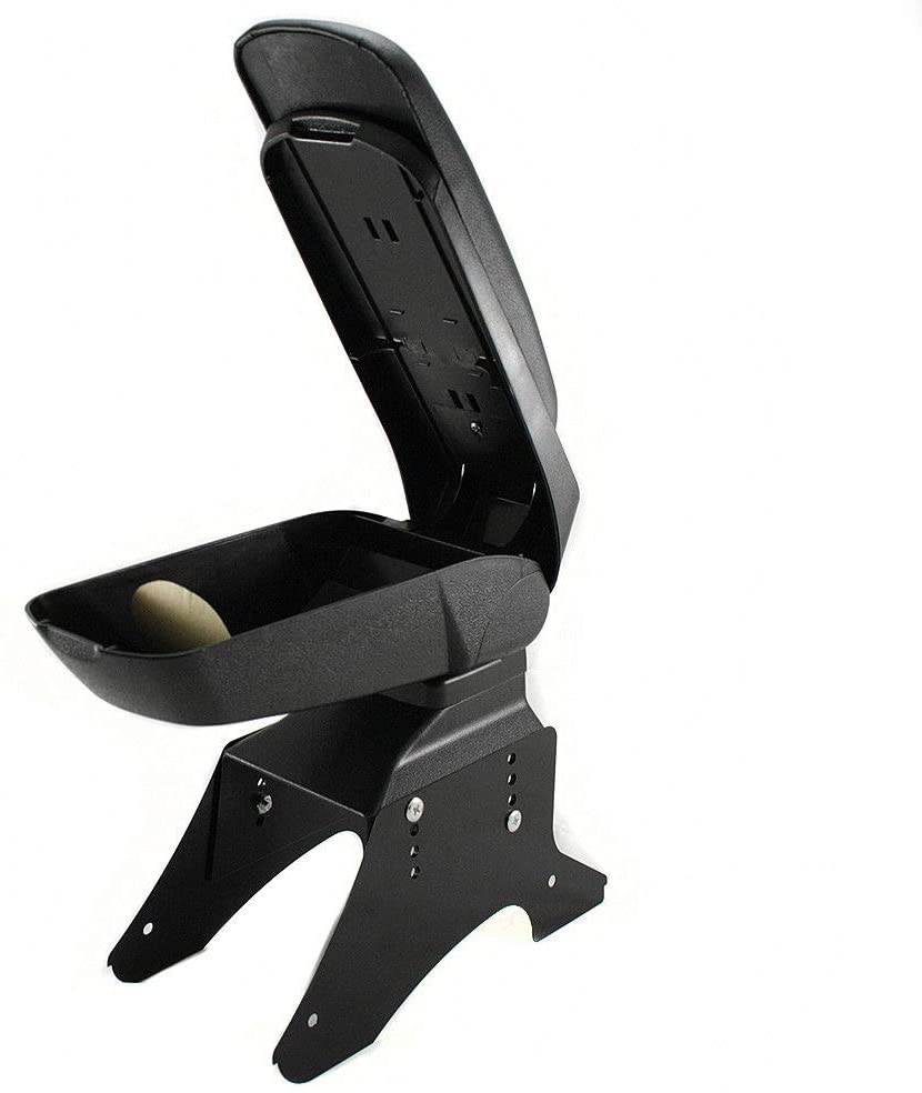 Universal 48013 Car Armrest Arm Rest Centre Console Storage Box Sliding Top Faux Leather Black - Image 3