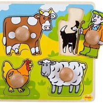 Bigjigs Toys Farm Animals Jigsaw Puzzle | Wooden Toys | Toddler Toys | Jigsaw Puzzles For Kids | Farm Toys | Puzzles For 3 Year Olds | Fine Motor Skills Toys | Jigsaw Board