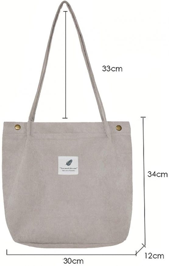 Corduroy Tote Bag,ZhengYue Women's Canvas Shoulder Handbags Schoolbag Big Capacity Shopping Bag,Printed Travel Cross Body Bag College Bookbag for Girls Ladies - Image 2