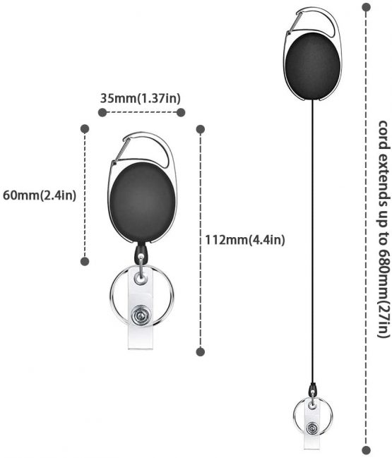 6 Pieces Mixed Colors Carabiner Retractable Badge Reel Clips Lanyard Extender for Key Ring and ID Cards - Image 2