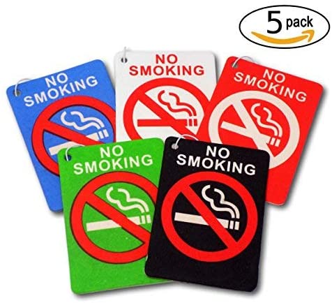 EPOSGEAR 5 Pack Assorted No Smoking Design Car Air Fresheners, 5 Scent Variety Pack, With Elastic Hanging Loop