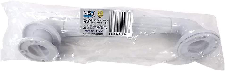 Plastic Fluted Grab Rail - 300mm Healthcare, White, 30 cm (12-inch) - Image 3