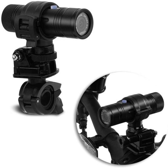 Sports Action Camera for Bicycle or Engine, 120 Degree Wide Angle, 1080P, 30 IPS, 8MP, Mini USB, Waterproof Camera Adjustable View Angle with Mounting Accessories Kit