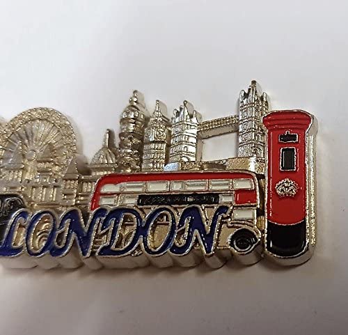 London Silver Coloured Metal Key Chain/Ring/Word in Blue/Icons/Red Phone Box/Double Decker Bus/Post/Black Taxi/Tower Bridge/St. Paul's/Eye/UK Keychain Souvenir/British Keyring - Image 3
