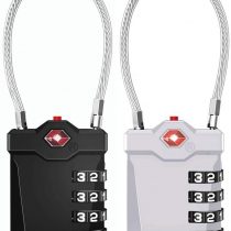 ZHEGE Suitcase Padlocks, TSA Approved Luggage Locks with Open Indicator, Flexible Cable, 4 Digit Combination Padlock for Gym Locker, Briefcase, Backpack, Laptop Bag (Black & Silver, 2 Packs)