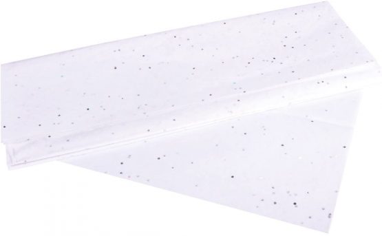 Rayher 67271102 Tissue paper Glitter, white